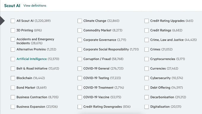 Scout AI-powered search filters and three-line summaries for efficient information gathering